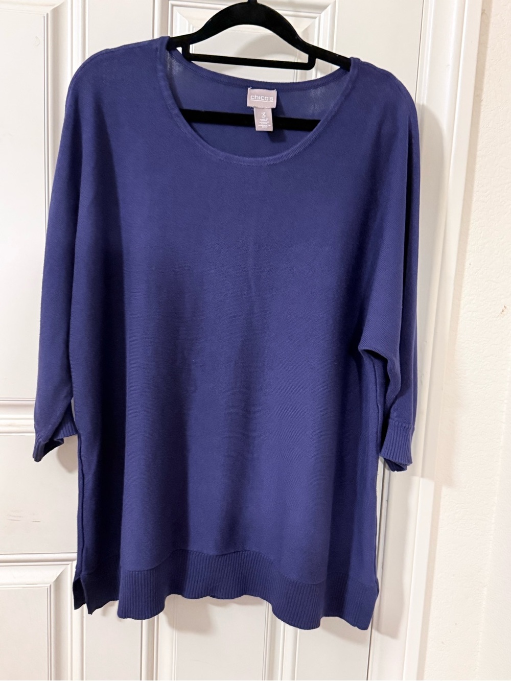 Chico's Deep Indigo Scoop Neck Knit Top